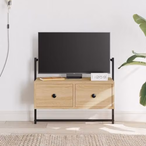 vidaXL Modern Wall-mounted TV Cabinet in Brown Oak Wood Finish – 2