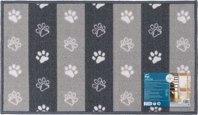 JVL Machine Washable Pet Mat with Paw Prints Design in Brown or Grey, W/D: 40 x 70 cm