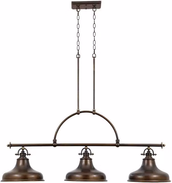 Elstead Emery 3 Light Bar Pendant Chandelier in Bronze with E27 Bulb Holder