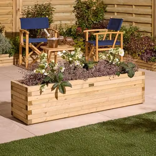 Rowlinson Premier Patio Trough Planter in Brown, W: 150 cm, D: 40 cm, H: 37 cm – 1