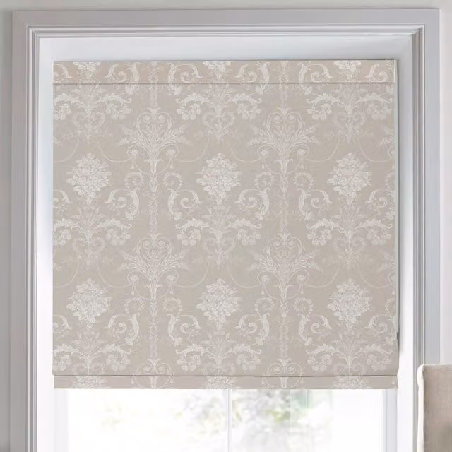 Laura Ashley Josette Made To Measure Blackout Roman Blind in Dove Grey Floral Design