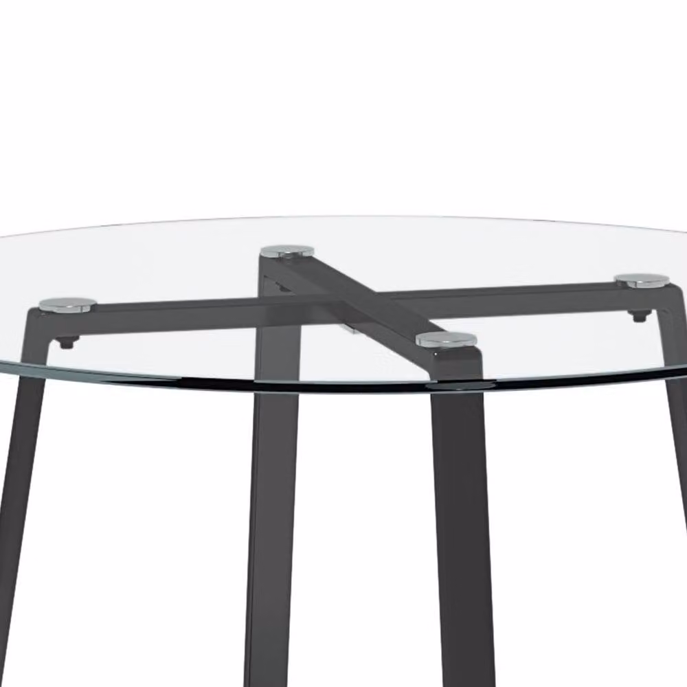Garden Sanctuary Modern Round Dining Table with Transparent Tempered Glass Top – 2