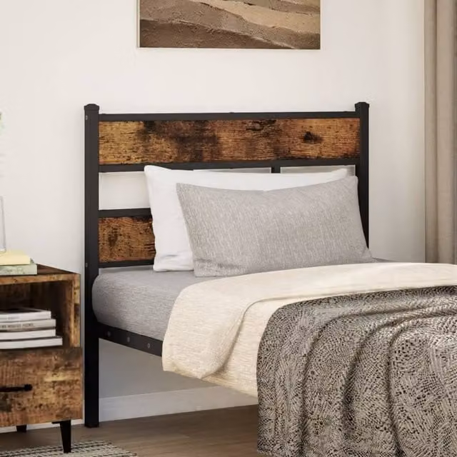 Berkfield Home Smoked Oak Headboard in Brown with Integrated Shelf, Width: 80 cm – 1