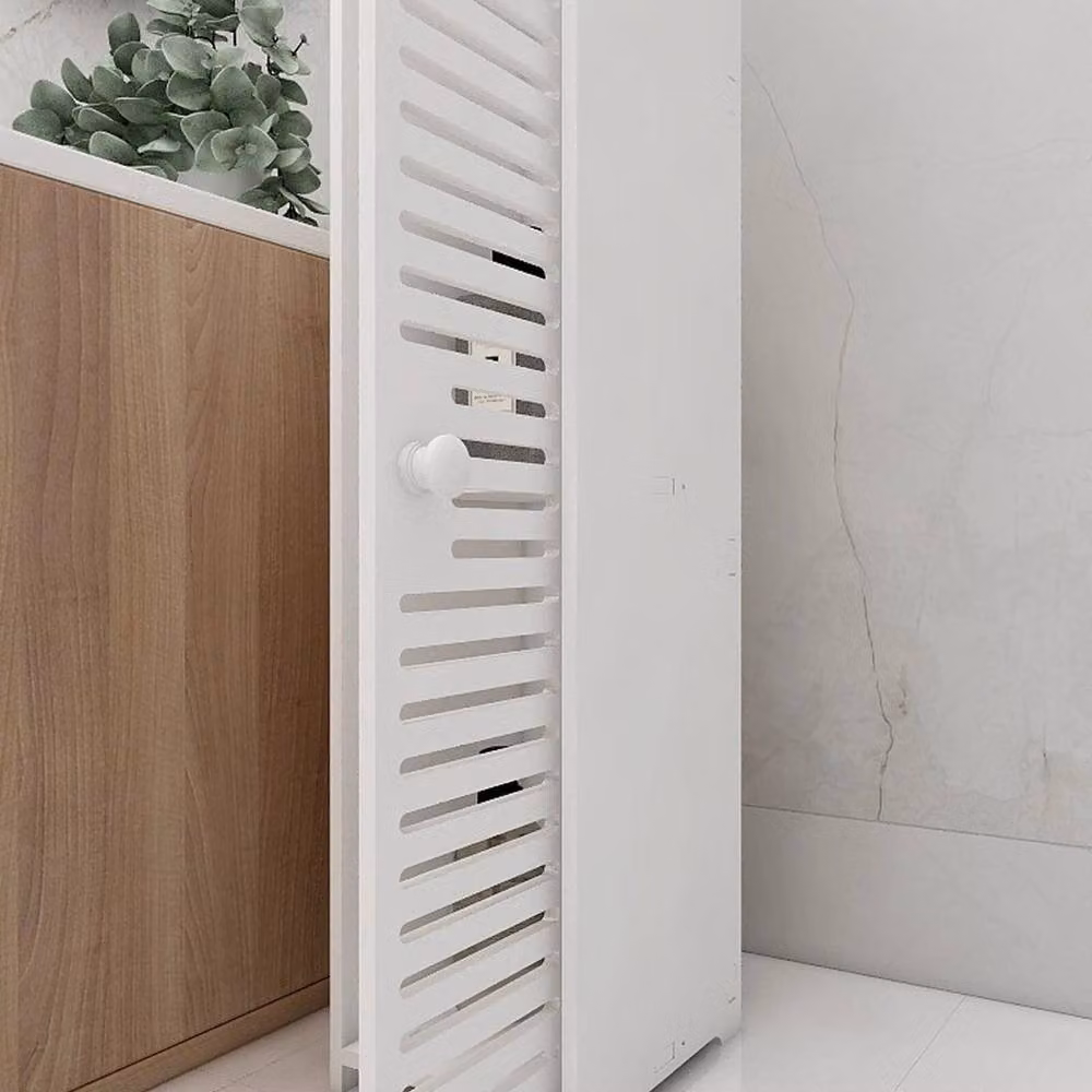 KORVIXA Modern Freestanding White Bathroom Cabinet with Hinged Doors and Internal Shelves – 2