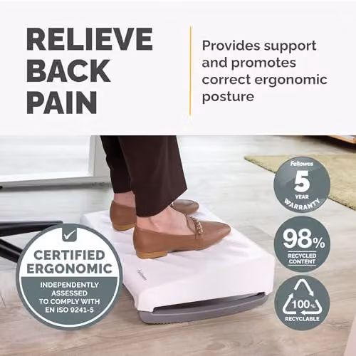 Fellowes Breyta Ergonomic Adjustable Under Desk Footrest Stool in White – 2