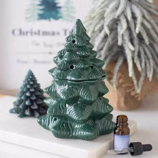 Uniqueful Green Fir Tree Ceramic Oil Burner and Wax Warmer for Tealights – 1
