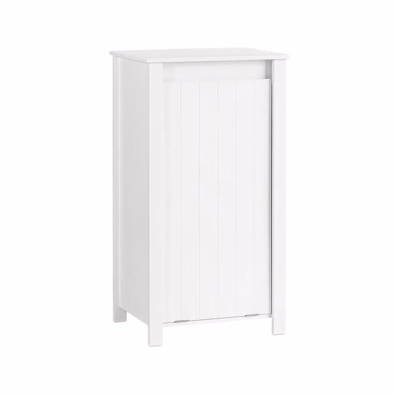 SoBuy White Modern Bathroom Tall Cabinet with Hinged Doors