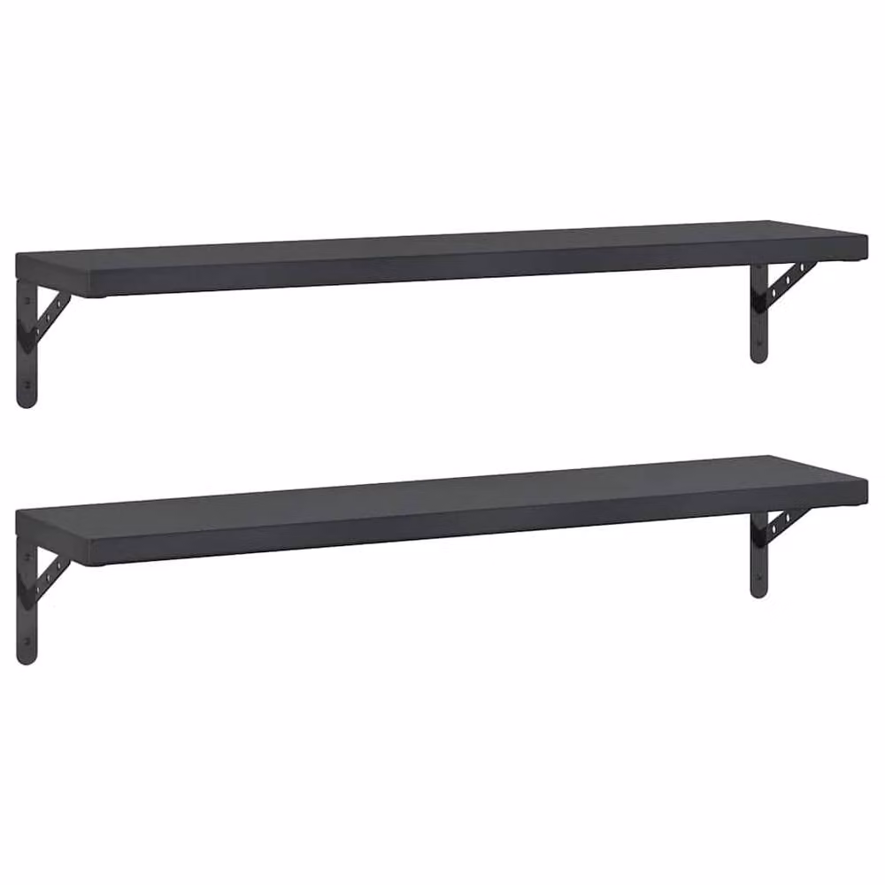 Berkfield Home Black Matt Metal Wall Mounted Shelves, 2 Pack, W: 100 cm, D: 23.5 cm, H: 15.5 cm – 2