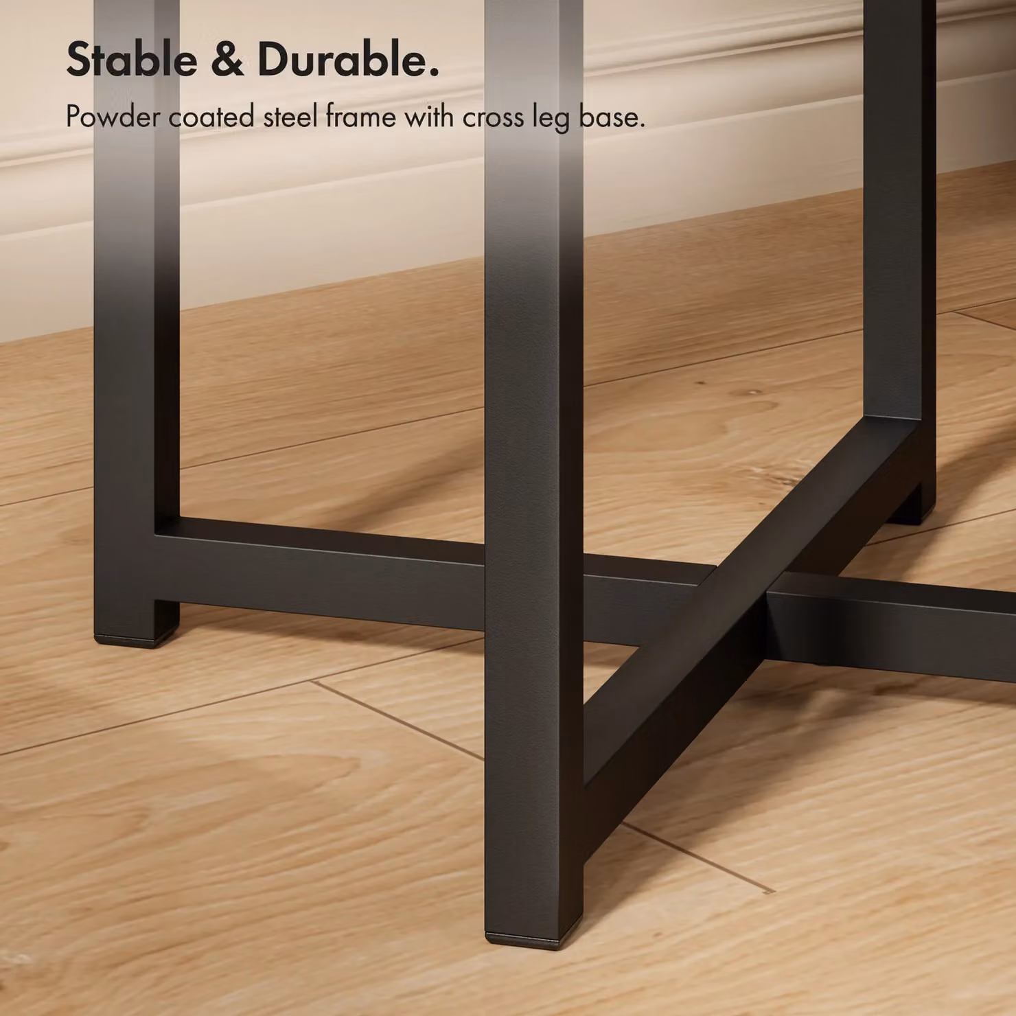 VonHaus Grey and Black Round Industrial Side Table with X-Frame Metal Base, W/D/H: 48 x 48 x 56 cm – 3