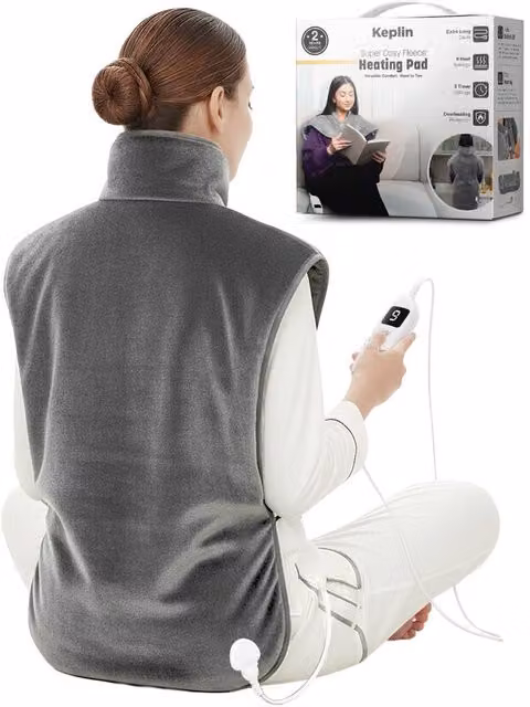 Keplin Electric Heating Pad in Grey with 9 Heat Settings, Automatic Shut-Off and Washable Flannel Cover, W/D/H: 100 x 60 x 60 cm – 1