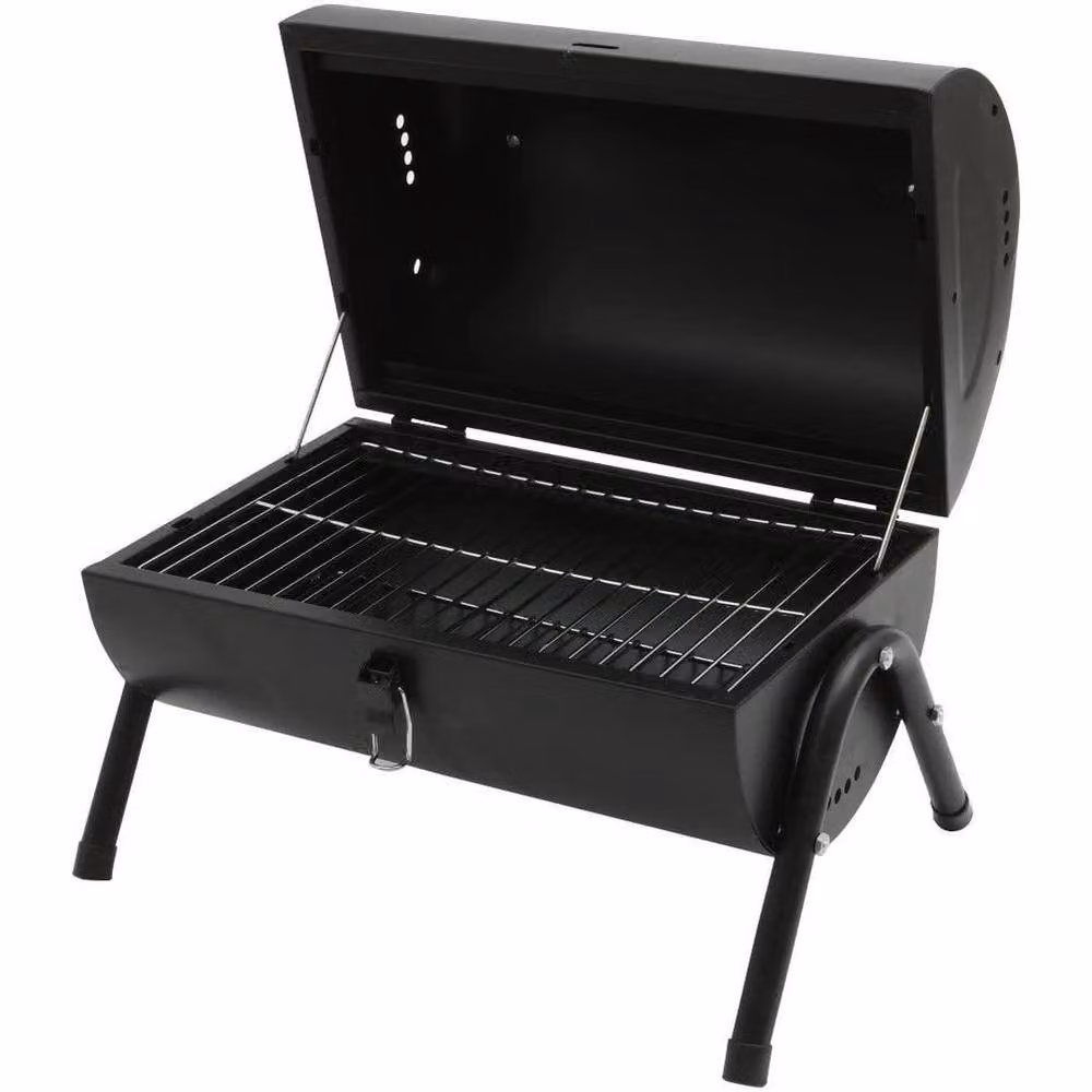 Kelvenix Black Charcoal Tabletop Outdoor Garden Grill with Stainless Steel and Wood Details – 4