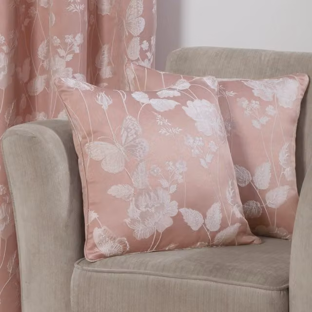 NewEdgeBlinds Modern Floral Square Cushion Cover in Pink and Yellow