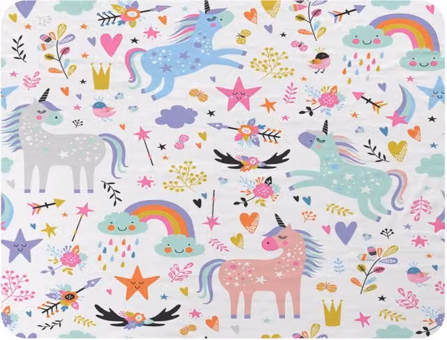 Benjamin Tate Design Unicorns Fleece Blanket in Pink, Beige and Multicolour, W/D/H: 120 x 150 cm – 2