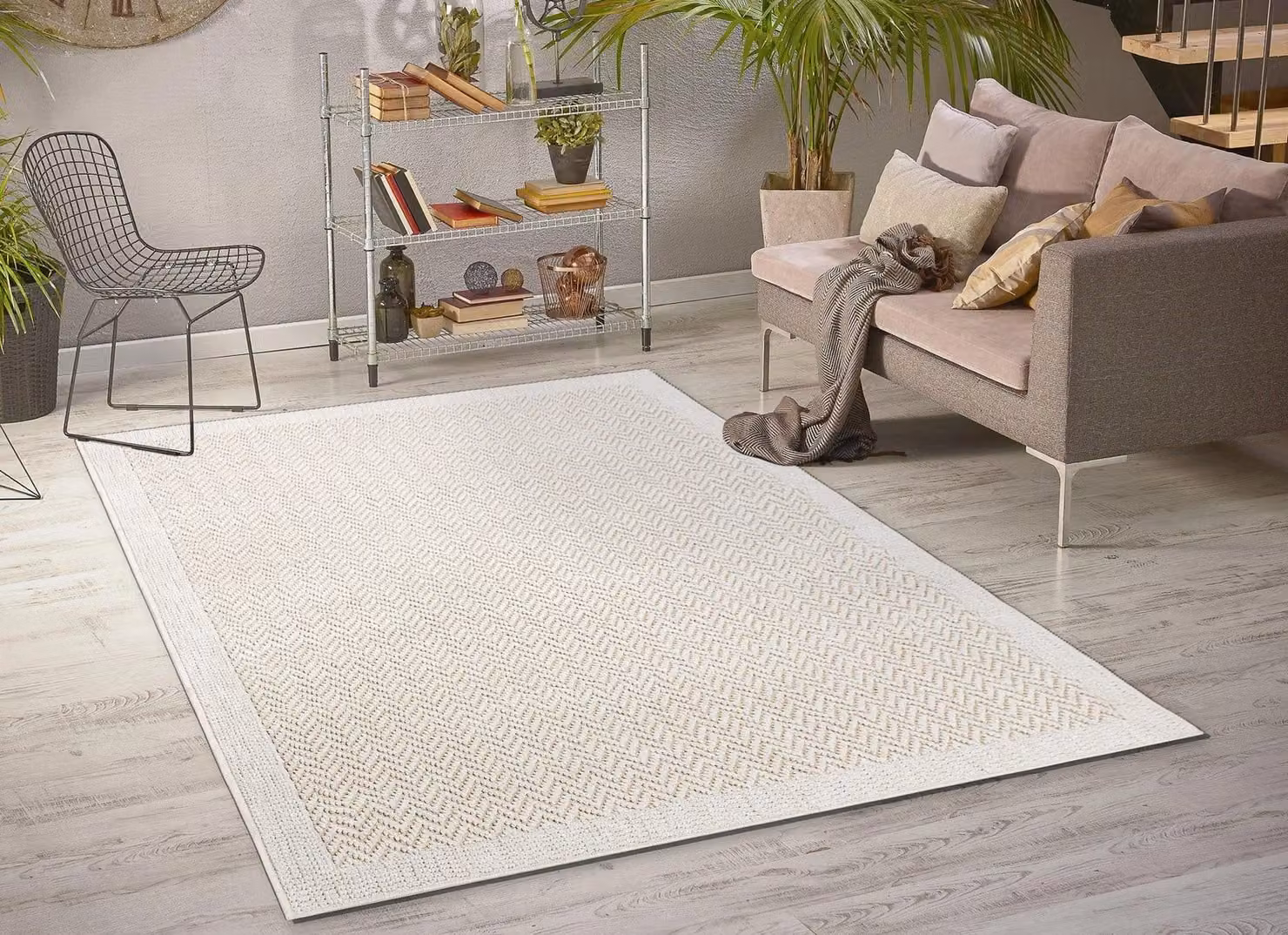 RugsX Origi Herringbone Flat Weave Rug in Yellow and Beige, W: 78 cm, L: 150 cm – 2
