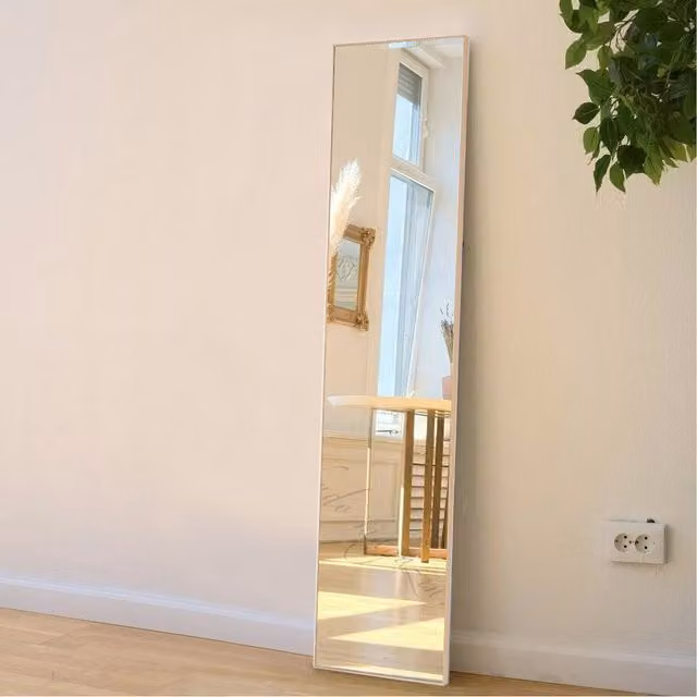 Livingandhome Minimalist Rectangular Over-the-Door Full Length Metal Hanging Mirror in Gold