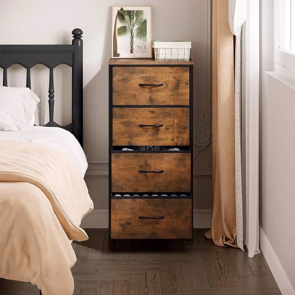 NESTLUNE Vintage Brown 4-Drawer Chest of Drawers – 6
