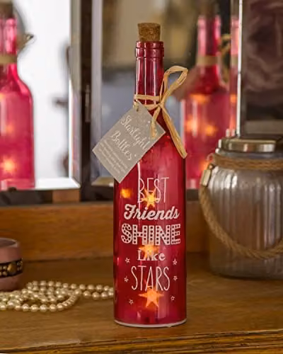 Boxer Gifts Best Friends Light-Up LED Starlight Glass Bottle, Red, W/D/H: 6.7 x 6.7 x 29.5 cm – 2