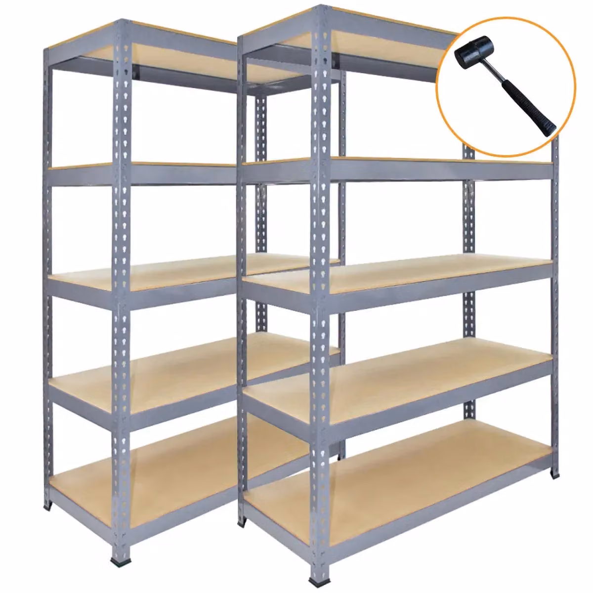 Monstershop Set of 3 Q-Rax Metal and MDF Racking Units in Blue and Grey, W/D/H: 120 x 50 x 182.5 cm – 2