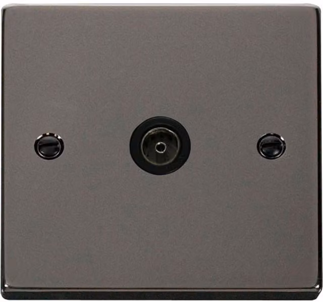 SE HOME Black Single Coaxial TV Flush Socket with Plate