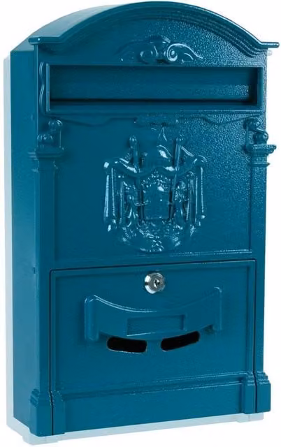 FLAVORA Lockable Wall Letter Post Box, Blue, W/D/H: 41.0 x 25.0 x 7.5 cm – 1