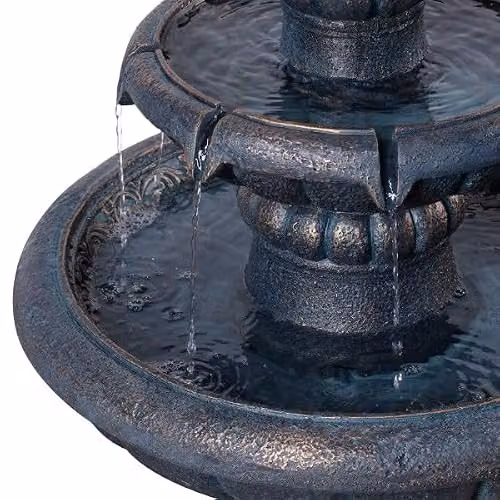Teamson Home Two-Tier Cascade Birdbath Outdoor Garden Water Fountain in Antique Bronze, Height: 99 cm – 8