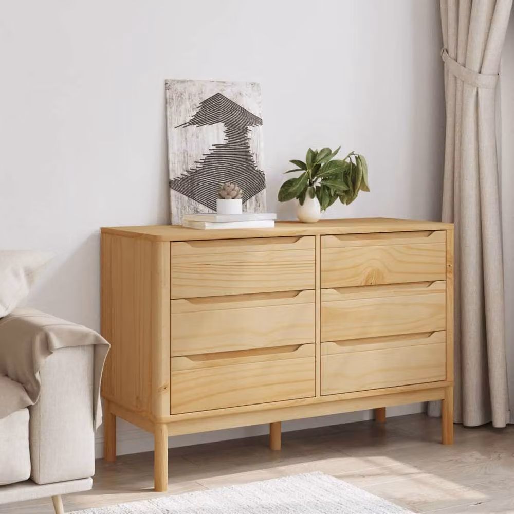 Berkfield Home Floro Chest of Drawers in Wax Brown Solid Pine Wood – 2