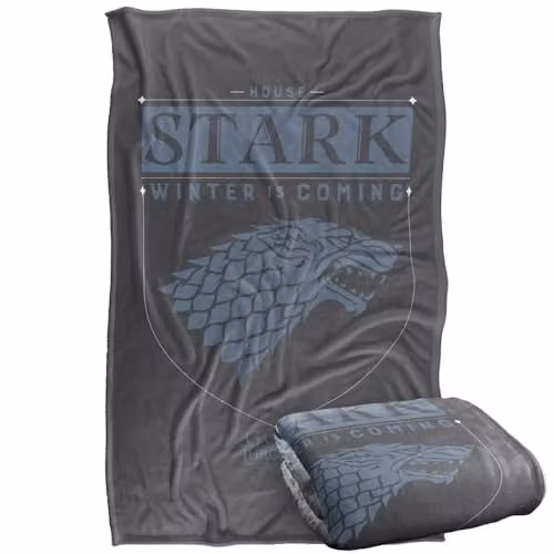 Warner Bros. Game of Thrones House Stark Sigil Super Soft Fleece Throw Blanket, Multicolour, W: 91.44 cm x L: 147 cm