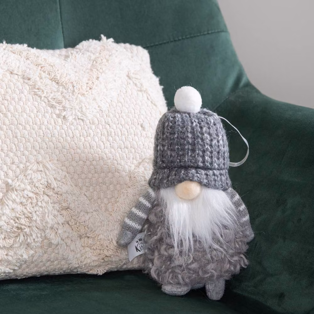 Samuel Alexander Grey Hanging Christmas Gonk Pendant Decoration with Bobble Hat, 16 cm – 3