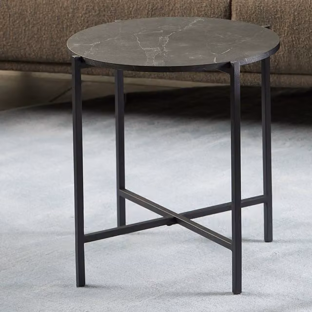 Furniture To Go Lamoine Round Side Table in Matt Black