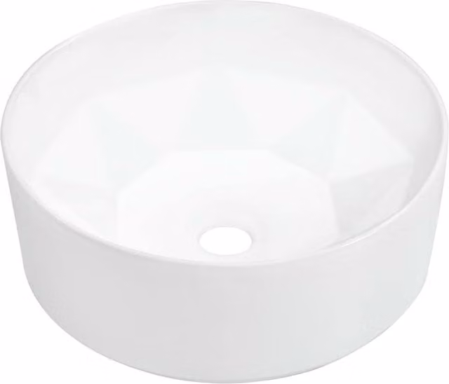 Berkfield White Ceramic Round Countertop Wash Basin W: 36 cm, D: 14 cm, H: 14 cm