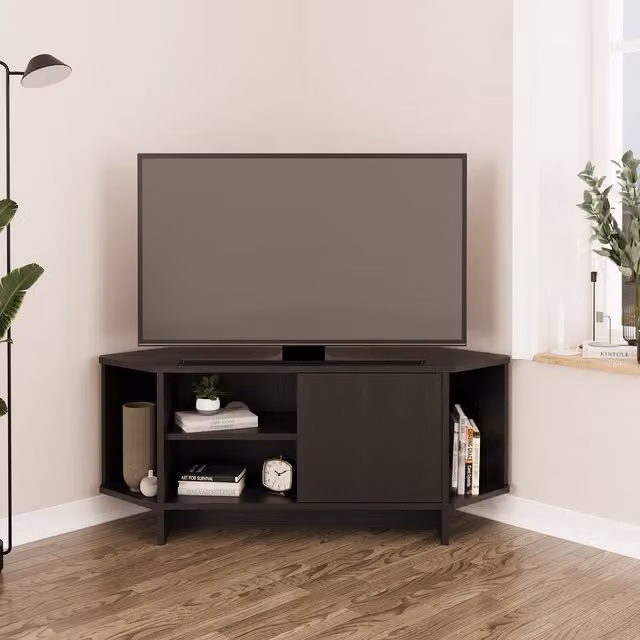 Bimossa Teo Corner TV Stand in Matt Black MDF