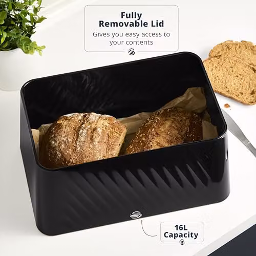 Swan Windsor 16L Metal Bread Bin in Black – 5