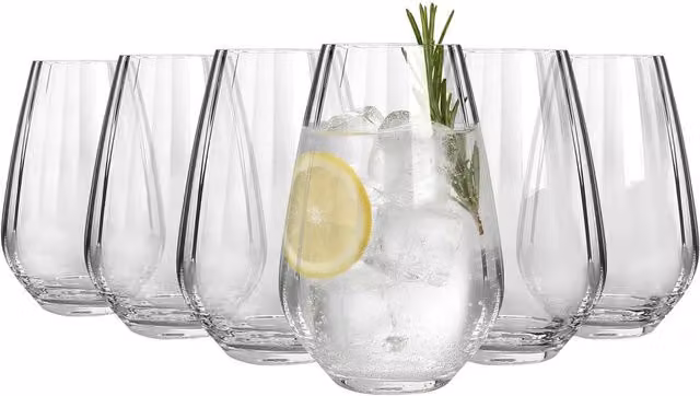 Argon Tableware Kensington Optic Crystal Highball Tumbler Glasses, 620ml, Pack of 6, Transparent – 2
