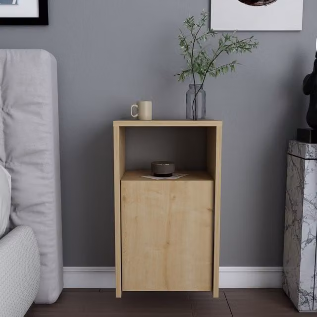 Decorotika Carlin Floating Bedside Table in Brown Wood