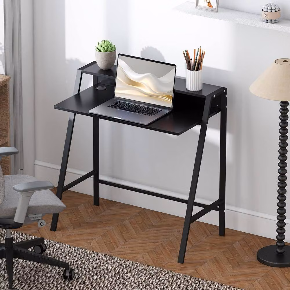 ERGOVEXA Black Minimalist Writing Desk and Computer Workstation – 3