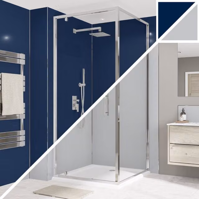 Wetwall Alloy Atlantic and Urban Grey Double Sided Shower Wall Panel, Width: 1220 mm