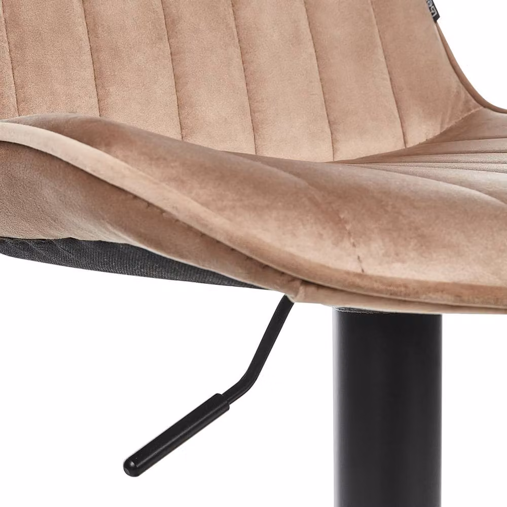 Wyld and Coco Set of 2 Light Brown Velvet Swivel Bar Stools with Height Adjustment – 4