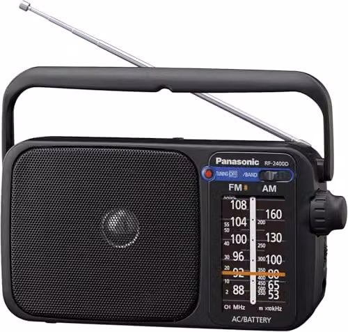 Panasonic RF-2400DEB-K Portable FM/AM Radio in Black with 3.5 mm Jack