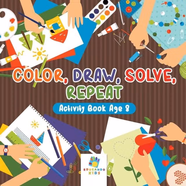 Educando Kids Color, Draw, Solve, Repeat Activity Book for Age 8, Multicolour Paperback