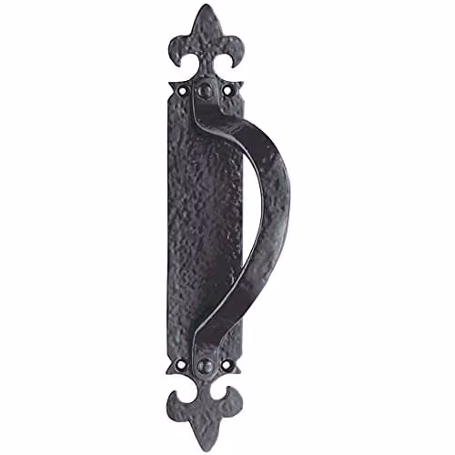 Loops Offset Traditional Forged Pull Handle in Black Antique, Left Hand