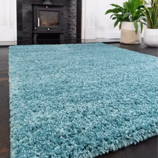 The Rug House Blue Soft Value Shaggy Area Rug, Turquoise/Blue, W: 133 cm, L: 190 cm