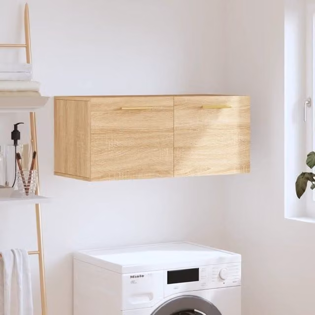 Berkfield Home Sonoma Oak Wall Cabinet in Brown, W: 80 cm, D: 36.5 cm, H: 35 cm