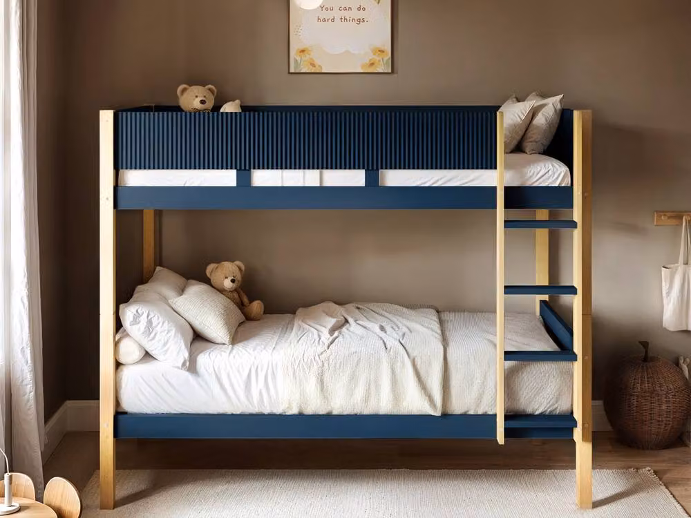Flair Mateo Detachable Ribbed Bunk Bed in White and Blue, W/D/H: 190 x 90 x 155 cm – 5