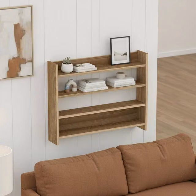 Decortie Lane 4-Tier Wall-Mounted Display Shelf in Brown