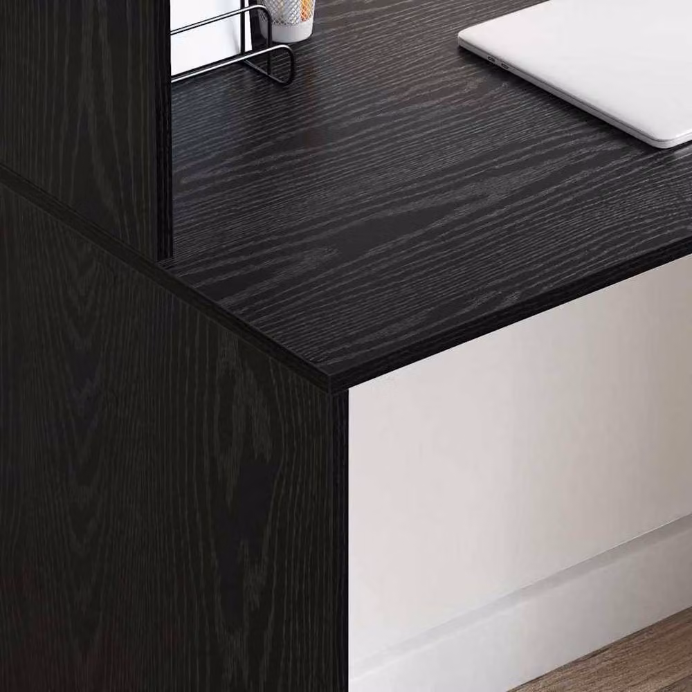 Berkfield Home Black Oak Writing Desk with Compact Shelving, Black Oak MDF and Laminate Finish – 4