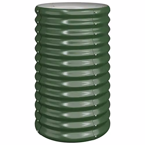 vidaXL Steel Garden Planter Tub, Green, W/D/H: 40 x 40 x 68 cm – 1