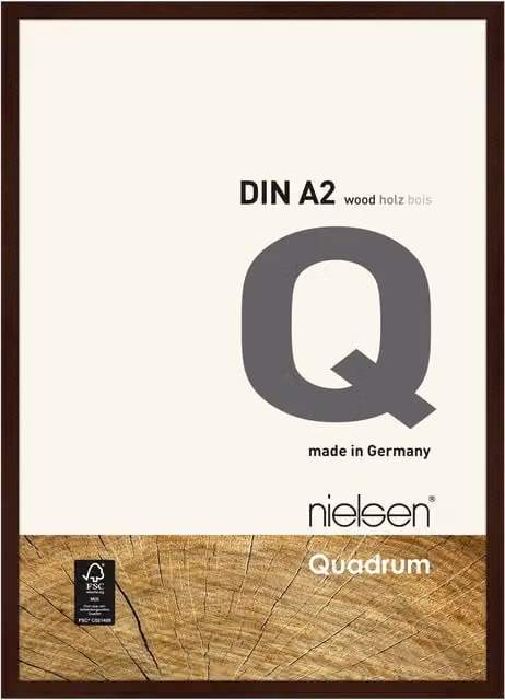 Nielsen Design Quadrum A2 Wooden Picture Frame with Protective Glass Front in Dark Brown