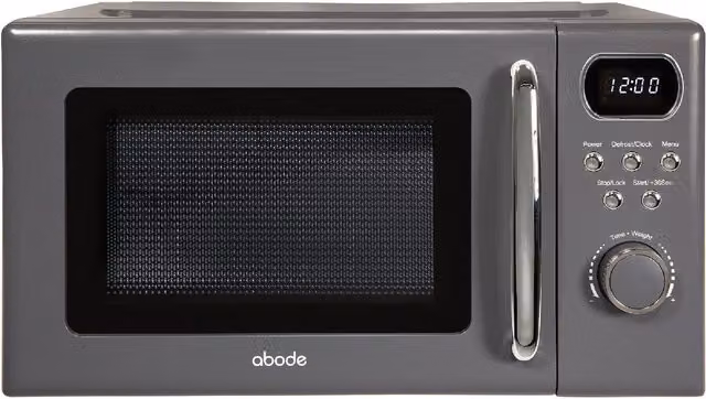 Abode AMD2004 Retro Solo Digital Microwave, 20 Litres, 800W, Grey