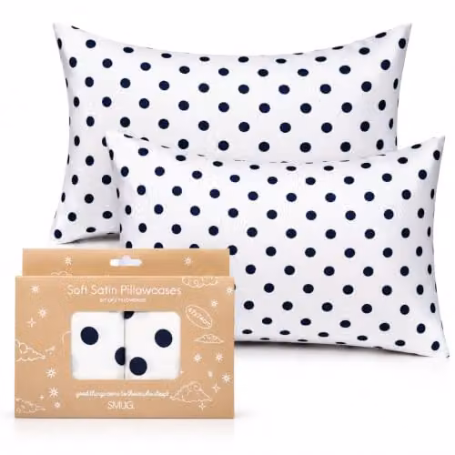 SMUG Set of 2 White Dotted Mako Satin Pillowcases with Envelope Closure – 1