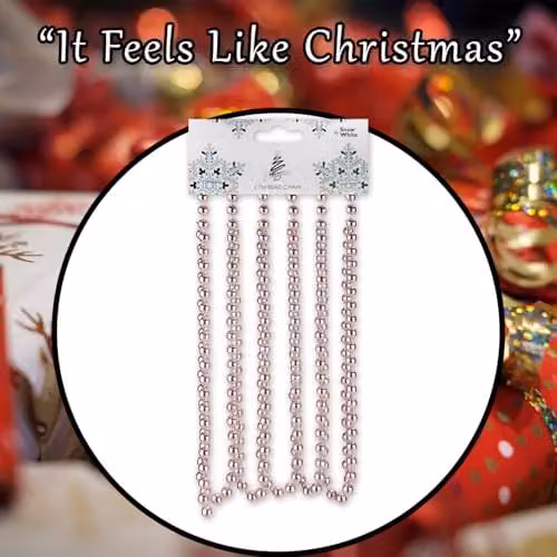 VFM e-Store Rose Gold Christmas Bead Chain Decoration, 2.7m – 7